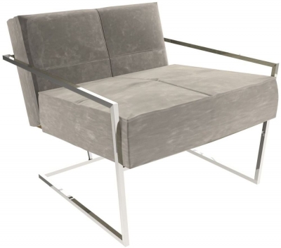 Federico Mushroom Velvet Armchair with Chrome Frame
