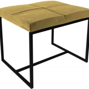 Federico Mustard Velvet Small Stool with Black Metal Frame