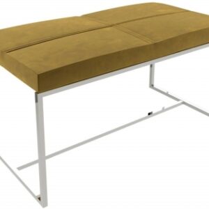 Federico Mustard Velvet Large Stool with Chrome Frame