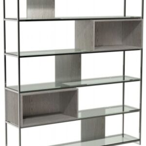 Federico Weathered Oak Open Shelving Unit with Chrome Frame
