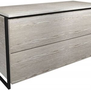 Federico Weathered Oak 2 Drawer Chest with Black Metal Frame