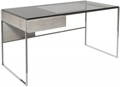 Federico Weathered Oak Desk with Chrome Frame