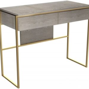 Federico Weathered Oak Dressing Table with Brass Frame