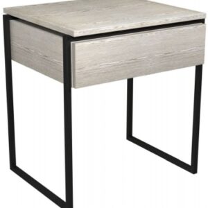 Federico Weathered Oak 1 Drawer Side Table with Black Metal Frame