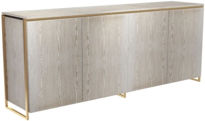 Federico Weathered Oak 4 Door Wide Sideboard with Brass Frame