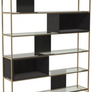Federico Wenge Open Shelving Unit with Brass Frame