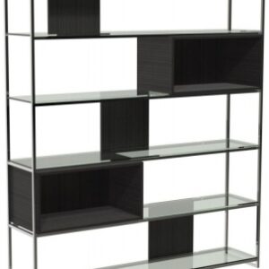 Federico Wenge Open Shelving Unit with Chrome Frame