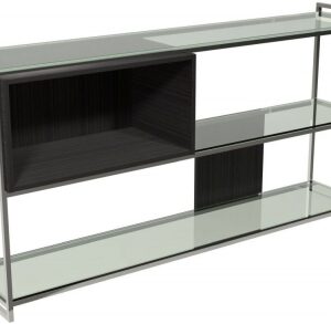 Federico Wenge Low Open Shelving Unit with Chrome Frame