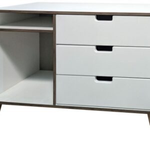 Shanghai White 95cm TV Unit with Natural Legs