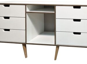 Shanghai White 150cm TV Unit with Natural Legs