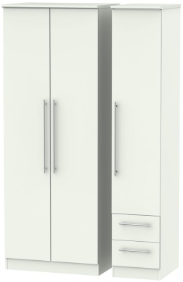 Sherwood Porcelain 3 Door Tall Triple Wardrobe - RHF 2 Drawers