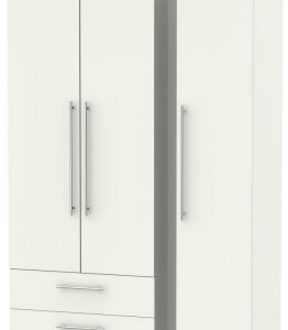 Sherwood Porcelain 3 Door Tall Triple Wardrobe - LHF 2 Drawers