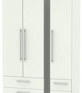 Sherwood Porcelain 3 Door Tall Triple Wardrobe - 4 Drawers