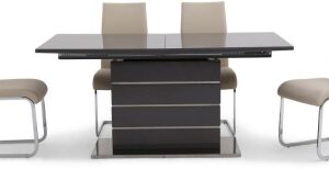Massimo Grey Gloss Butterfly Extending Dining Set with 4 Paolo Cream Chairs