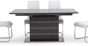Massimo Grey Gloss Butterfly Extending Dining Set with 4 Paolo White Chairs