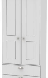 Victoria Grey and Riviera Oak 2 Door 2 Drawer Double Wardrobe