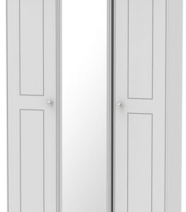 Victoria Grey and Riviera Oak 3 Door Triple Wardrobe - 1 Mirror