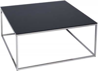 Kensal Black Glass and Chrome Frame Square Coffee Table