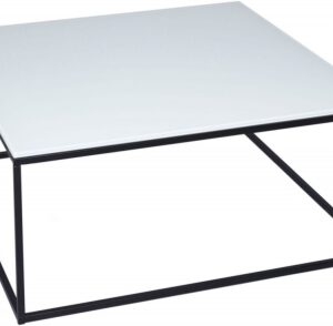 Kensal White Glass and Black Frame Square Coffee Table