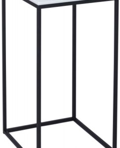 Kensal White Glass and Black Frame Square Lamp Table