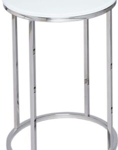 Kensal White Glass and Chrome Frame Round Side Table