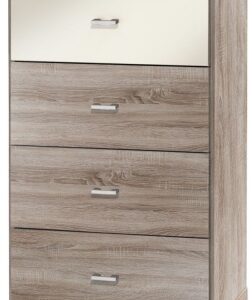 Wiemann Miro 4 Drawer Chest in Dark Rustic Oak with Silver Handle