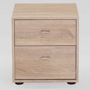 Wiemann Tokio 2 Drawer Bedside Cabinet in Rustic Oak with Chrome Handle