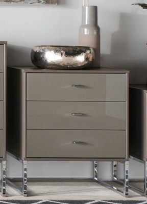 Wiemann Vigo 3 Drawer Glass Bedside Cabinet in Havana - 60cm