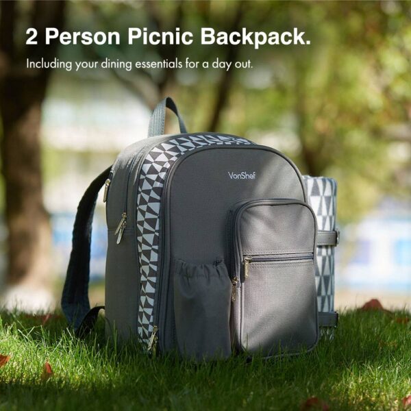 Grey Picnic Backpack - 2 Person - Image 3