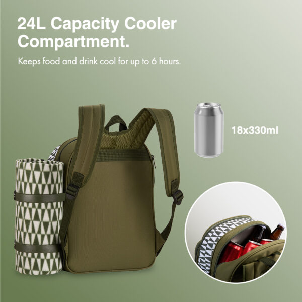 Green Picnic Backpack - 2 Person - Image 3