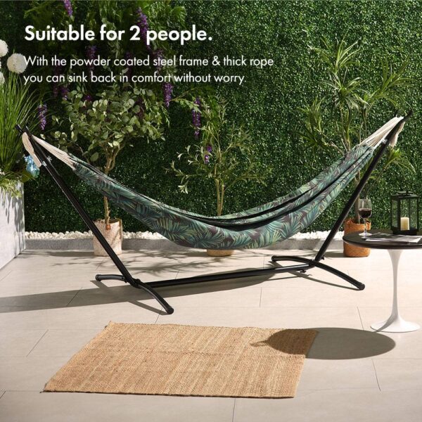 Ibiza 2 Person Palm Leaf Double Hammock with Stand - Image 3