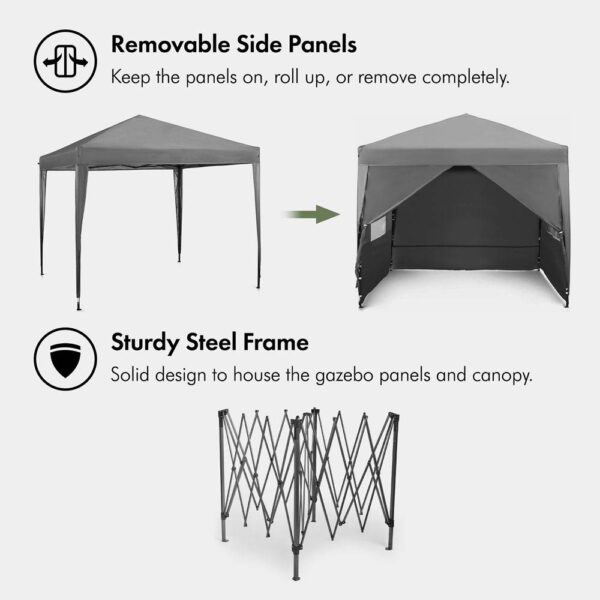 Slate Grey Pop-up Gazebo Set 2.5 x 2.5m - Image 3