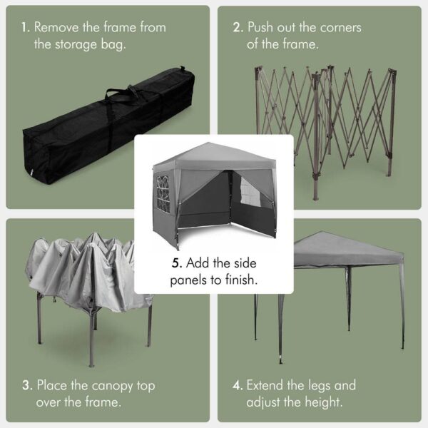 Slate Grey Pop-up Gazebo Set 2.5 x 2.5m - Image 4