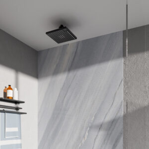 Matte Black Square Smart Sensor Rain Shower Head with Digital Display