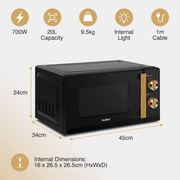 Fika Black & Wood Microwave - Image 6