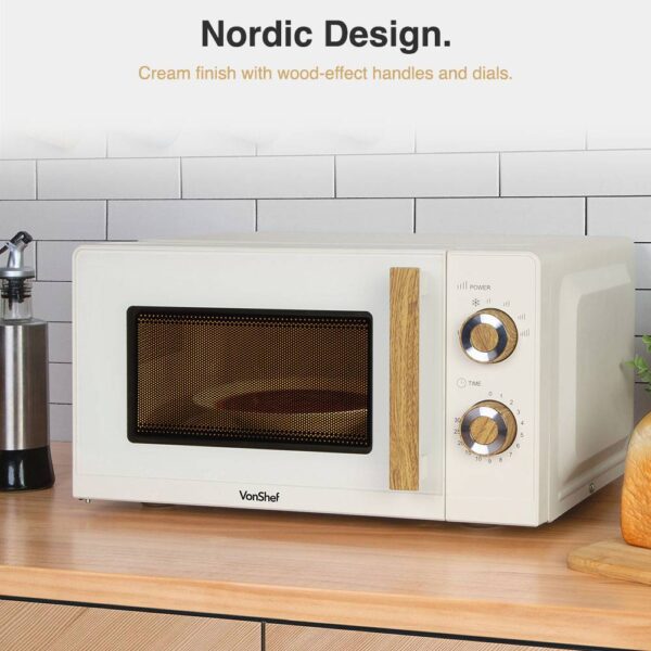 Fika Cream & Wood Microwave - Image 3