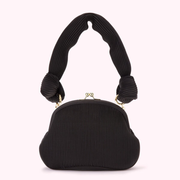 Black Satin Plisse Lois Clutch Black Satin Plisse Lois Clutch