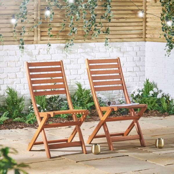 2 Wooden Garden Chairs - Image 2