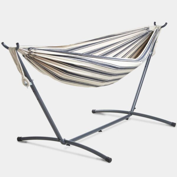 2 Person Striped Cotton Hammock with Stand