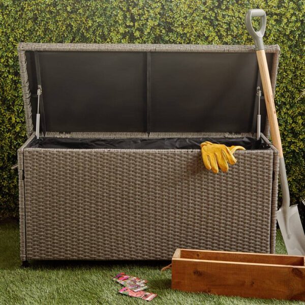 Rattan Look Outdoor Cushion Storage Box - Image 4