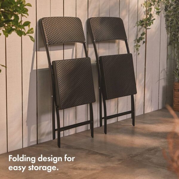 Faux Rattan 2 Pack Folding Chairs - Image 2