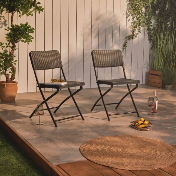 Faux Rattan 2 Pack Folding Chairs