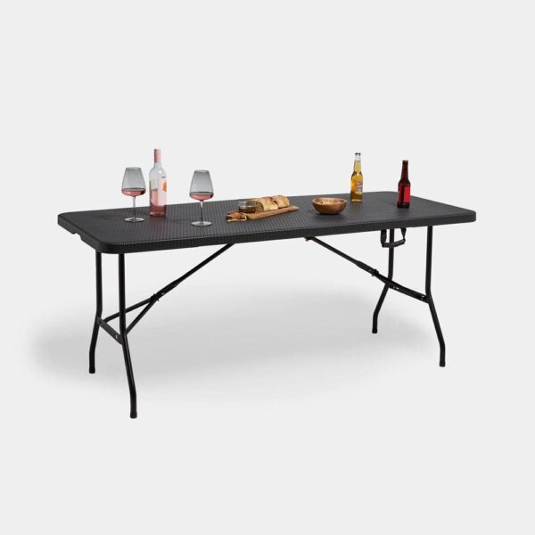 Faux Black Rattan Foldable Garden Table - Image 2