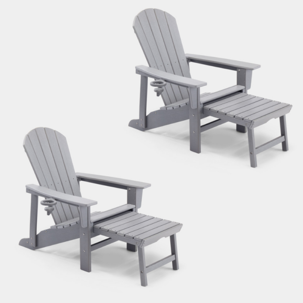 Westport Set of 2 Grey Garden Chairs with Footstool