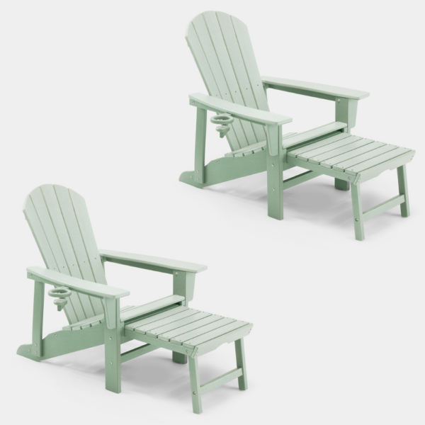 Westport Set of 2 Green Garden Chairs with Footstool