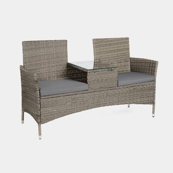 Grey Rattan Garden Loveseat