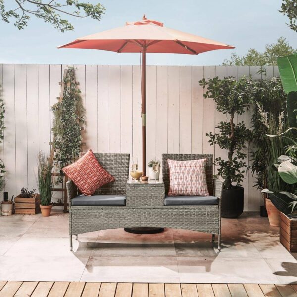 Grey Rattan Garden Loveseat - Image 3