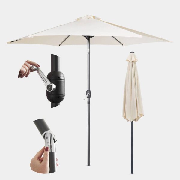 Ivory Cream 2.7m Steel Garden Parasol