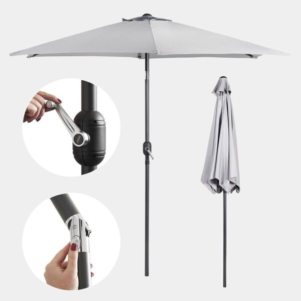 Grey 2.7m Steel Garden Parasol