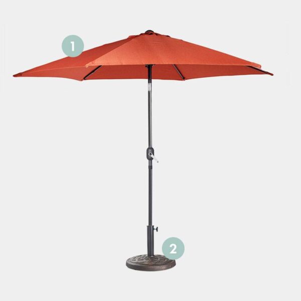 Burnt Orange 2.7m Steel Garden Parasol & Base Set (9kg)